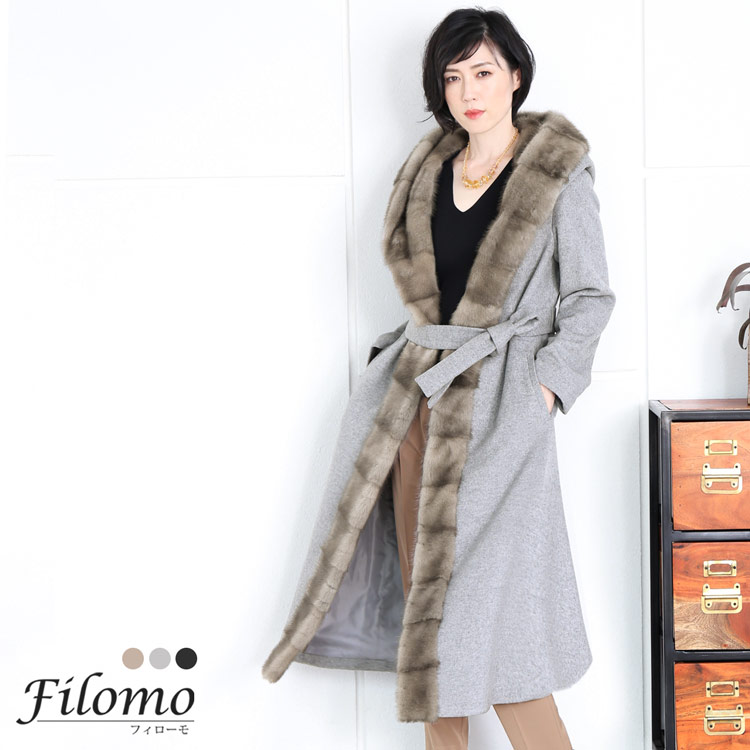 楽天市場】【40%offクーポン】Filomo ミンク トリミング ロング コート