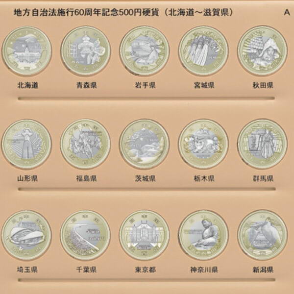 楽天市場】地方自治法施行60周年記念 プルーフ五百円記念貨幣 47都