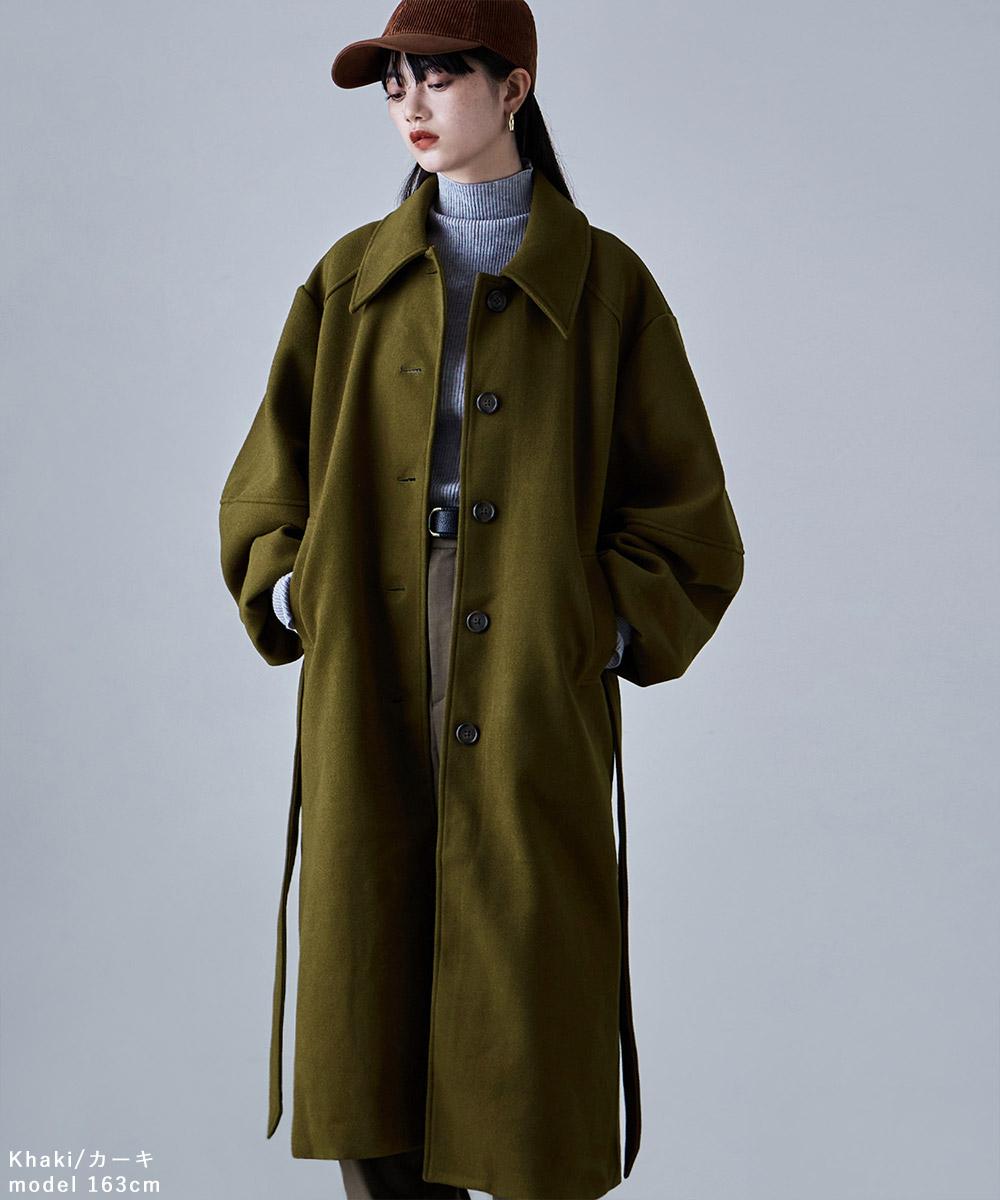 楽天市場】コクーンスリーブステンカラーロングコート アウター コート