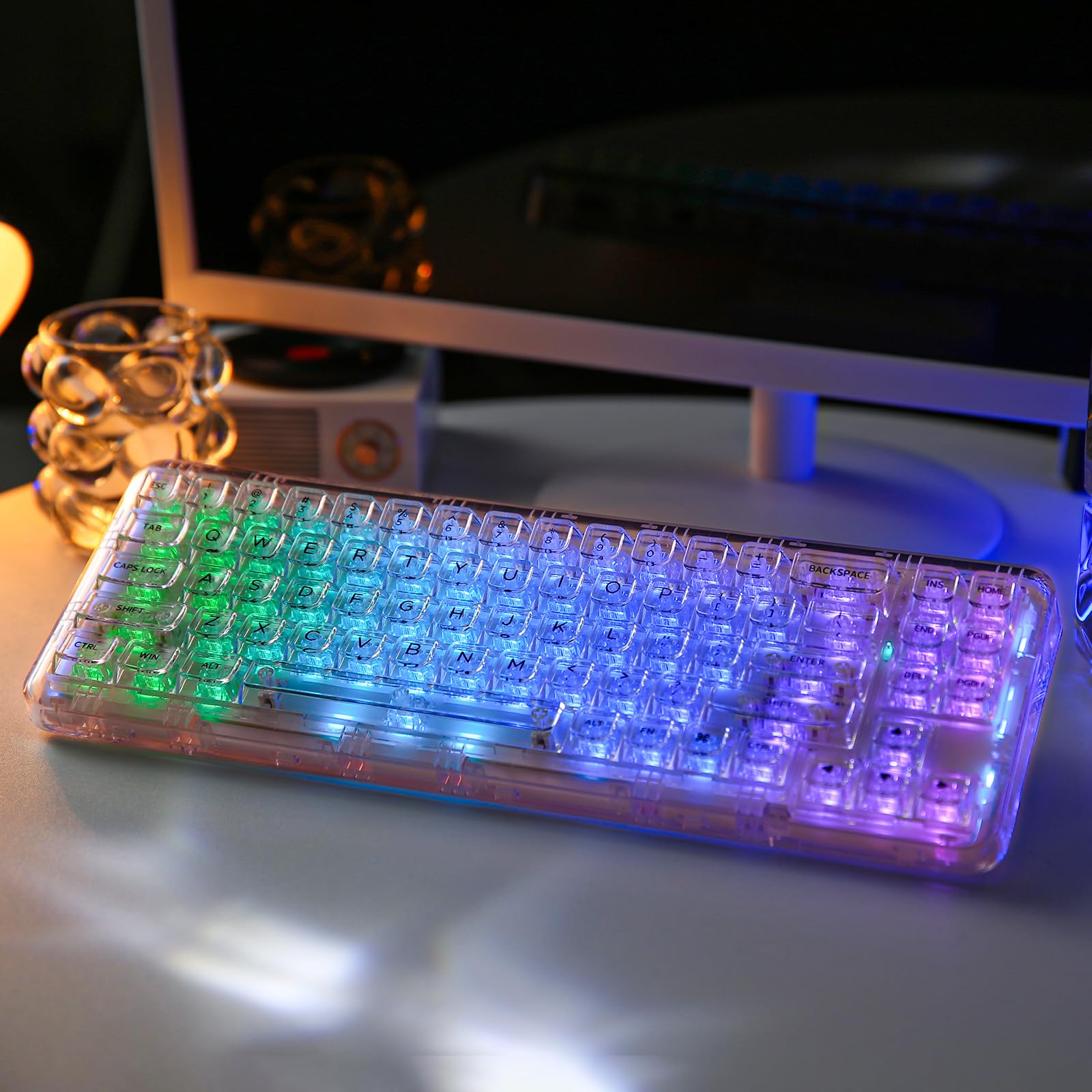 楽天市場】YUNZII X71 メカニカルゲーミングキーボード 透明キー