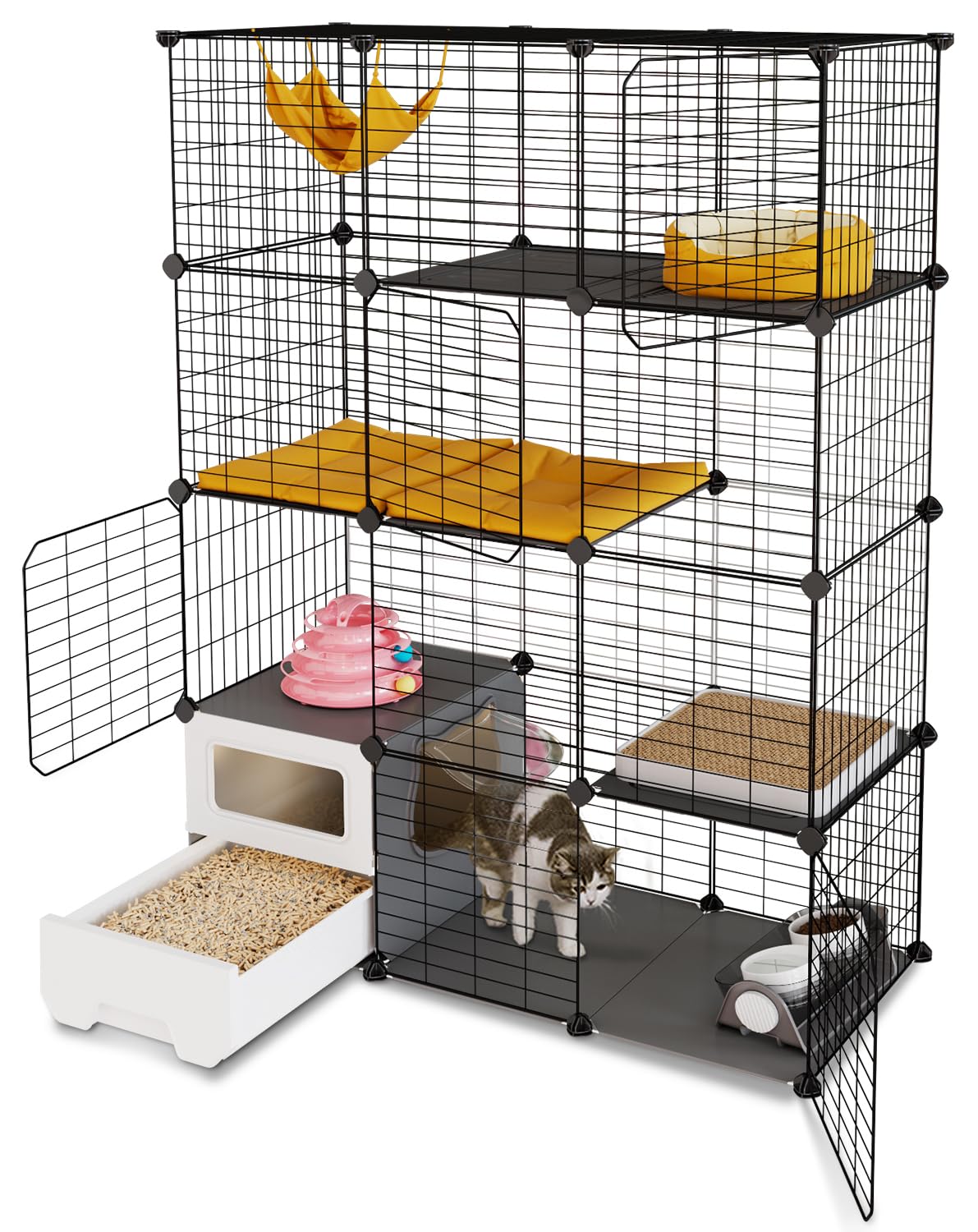 楽天市場】Topzoo 猫 ケージ トイレ付き 高さ143×幅107×奥行き45cm