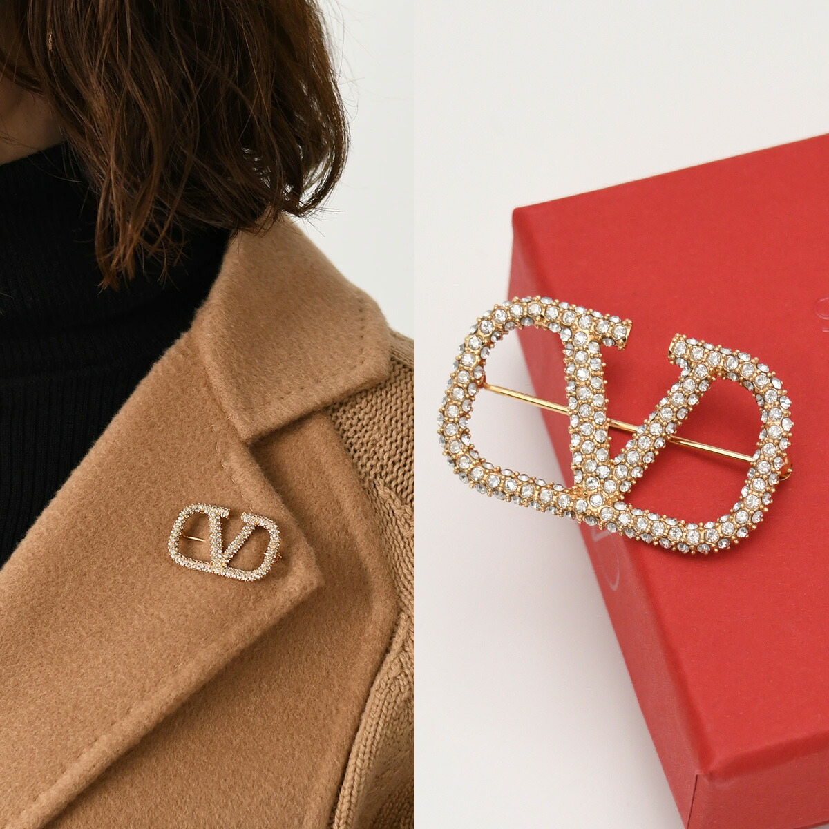 楽天市場】VALENTINO ヴァレンティノ ブローチ アクセサリー Vロゴ