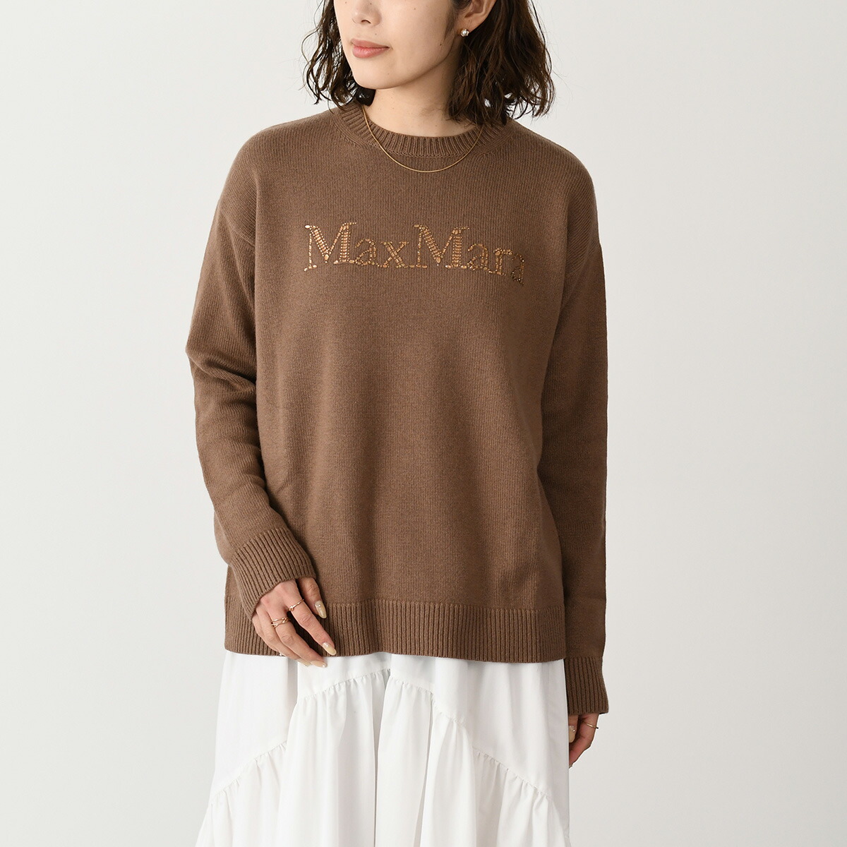 Sマックスマーラ＊MINCIO MM1951 高密度ツヤ感Tシャツ＊キャメル S