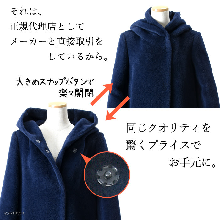 BLUE BLUE✨ARIGATO ファーコート アルパカ混 ネイビー 2 BLUE BLUE