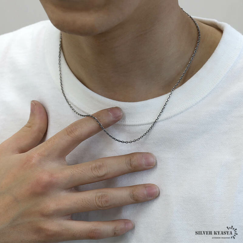 楽天市場】シルバー925 燻し仕上げ あずきチェーン ネックレス 幅2mm 4