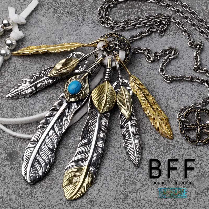 楽天市場】BFF ブランド フェザーネックレス メンズ シルバー925
