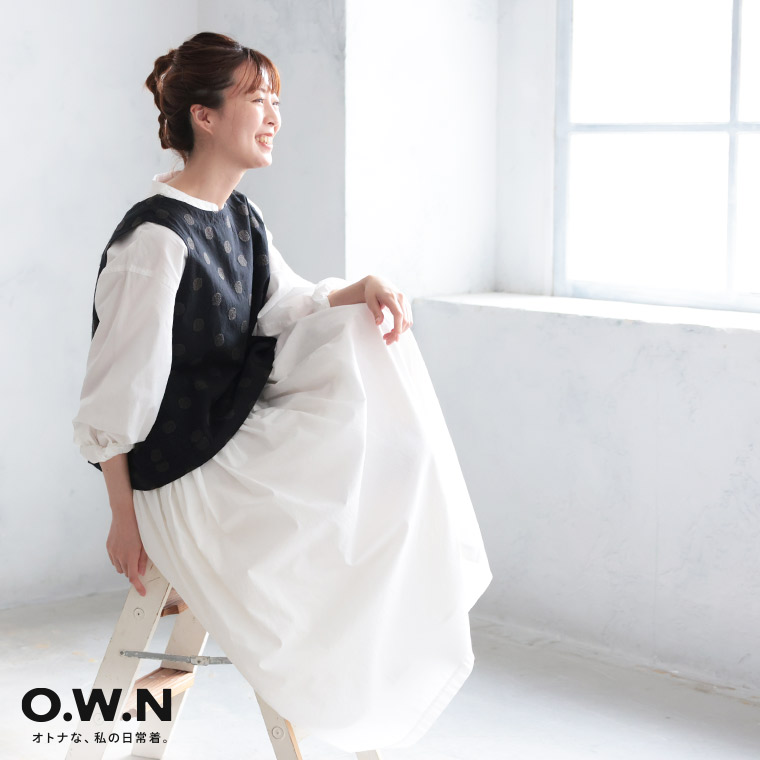 楽天市場】O.W.N モノトーンなドット刺繍ベスト M/L/LL/3L/4L/5Lサイズ