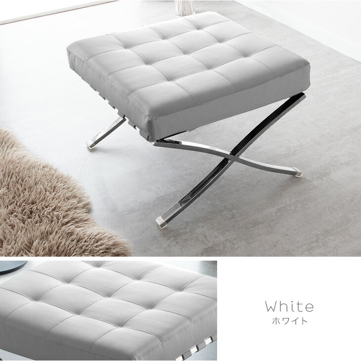 定価160万! 名作 良品 正規Knoll 白 バルセロナ チェア②オットマン