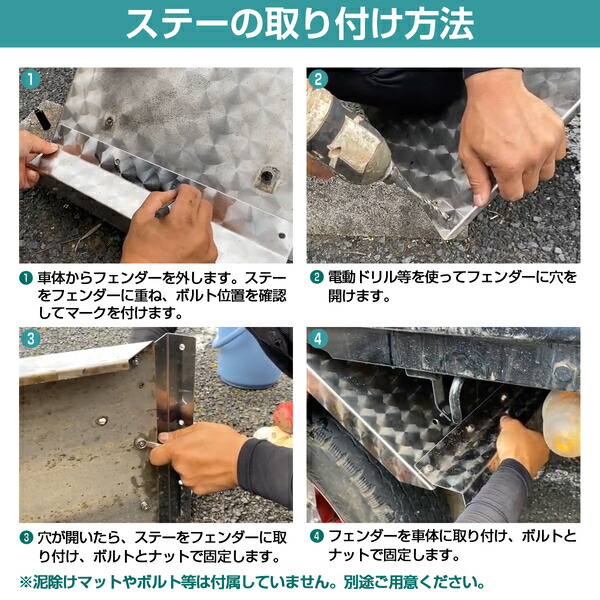 楽天市場】トラック 泥除けステー 440mm/44cm ステンレス製 鏡面ステン