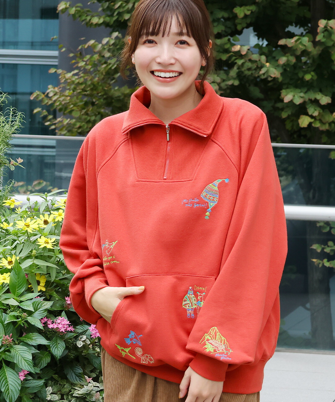 楽天市場】【SALE】スケッチ刺繍ハーフジッププルオーバー