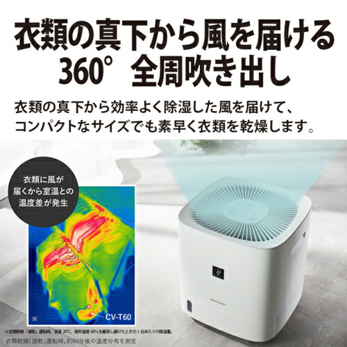 楽天市場】シャープ SHARP CV-T60-W ホワイト系 デシカント式 衣類乾燥