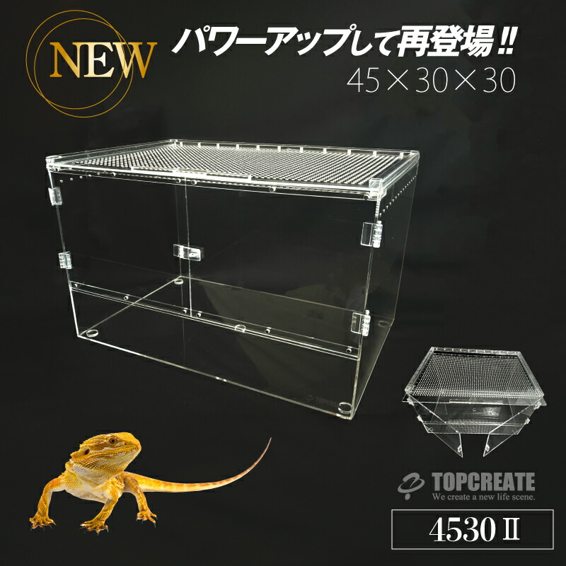 楽天市場】爬虫類ケージ アクリルケージ 4530 サイズ45×30×30cm 透明