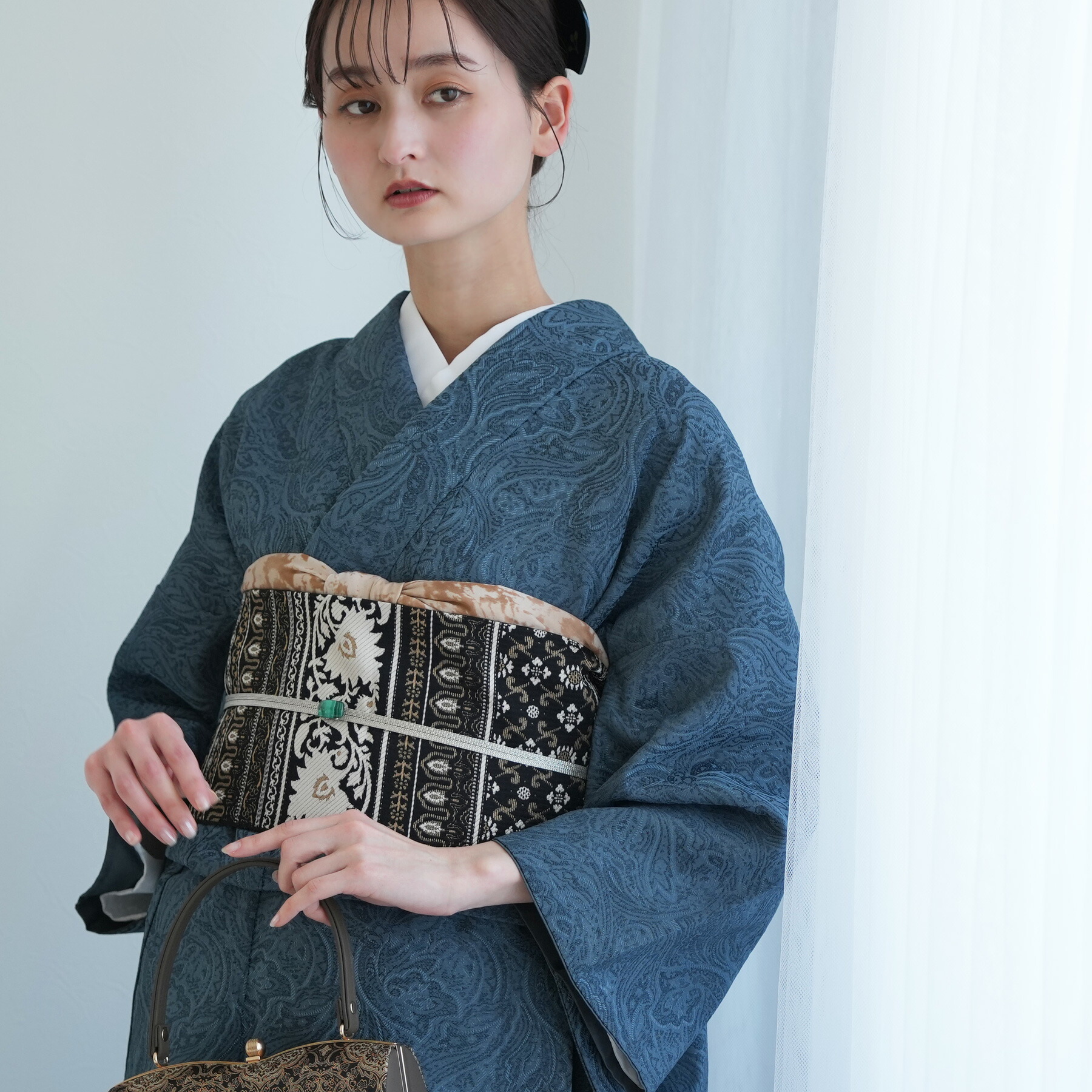楽天市場】【utatane 綿麻 高級変わり織 浴衣3点セット 先染めベージュ