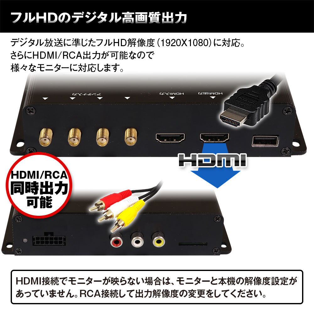 楽天市場】地デジチューナー フルセグチューナー 4x4 車載 車載用 HDMI
