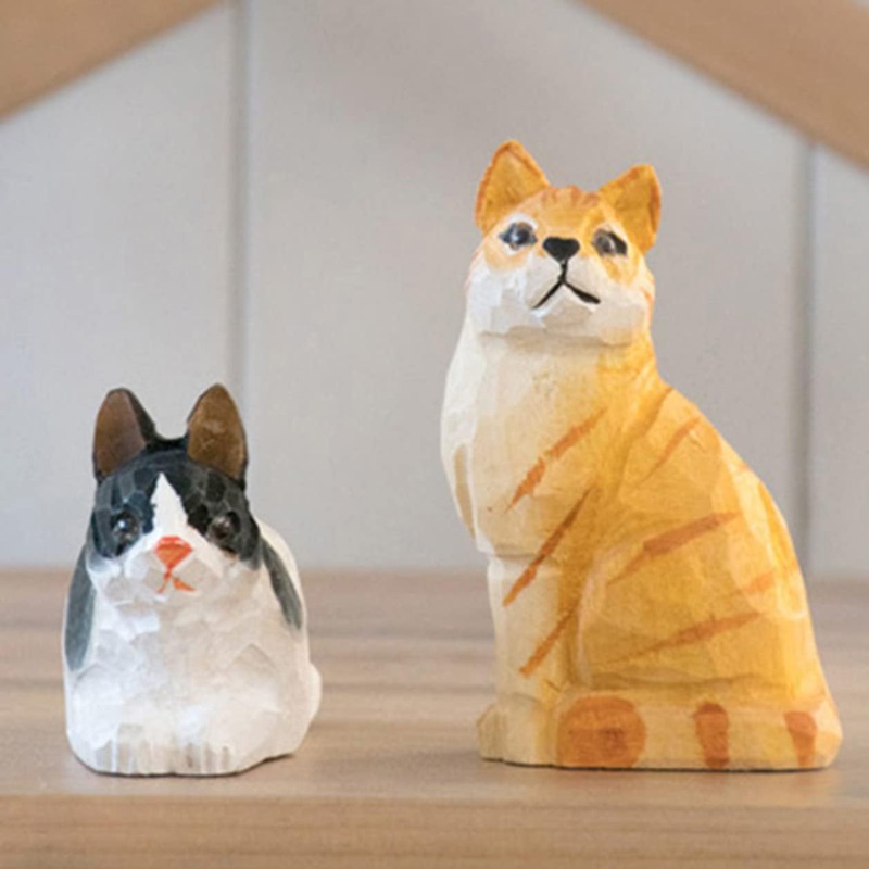楽天市場】木製 オブジェ 猫 木彫り 猫 F 置物 オシャレ 木彫りの置物