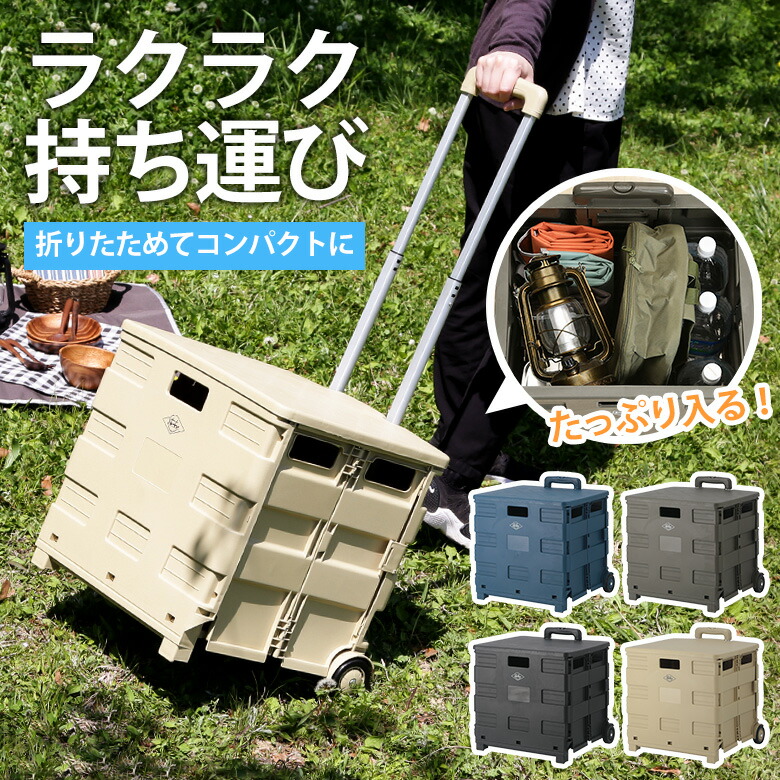 楽天市場】【送料無料_b】折りたたみ キャリーカート 軽量 蓋付き 2輪