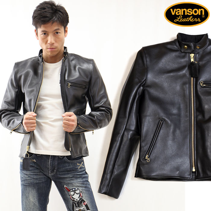 楽天市場】VANSON レザージャケット シングルライダース 革ジャン