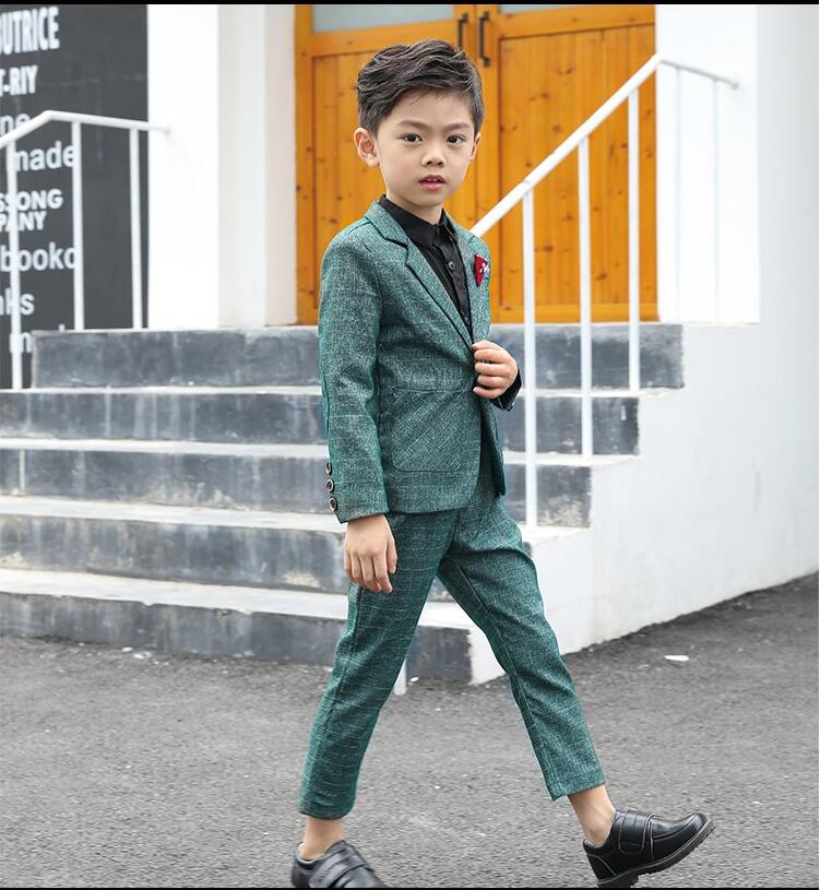 楽天市場】7色 子供スーツ チェック柄 無地 4点セットアップ