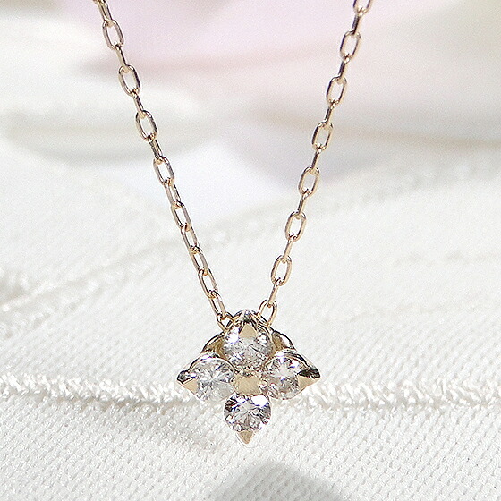 楽天市場】K10 ダイヤモンド フラワーモチーフ ネックレス【0.10ct
