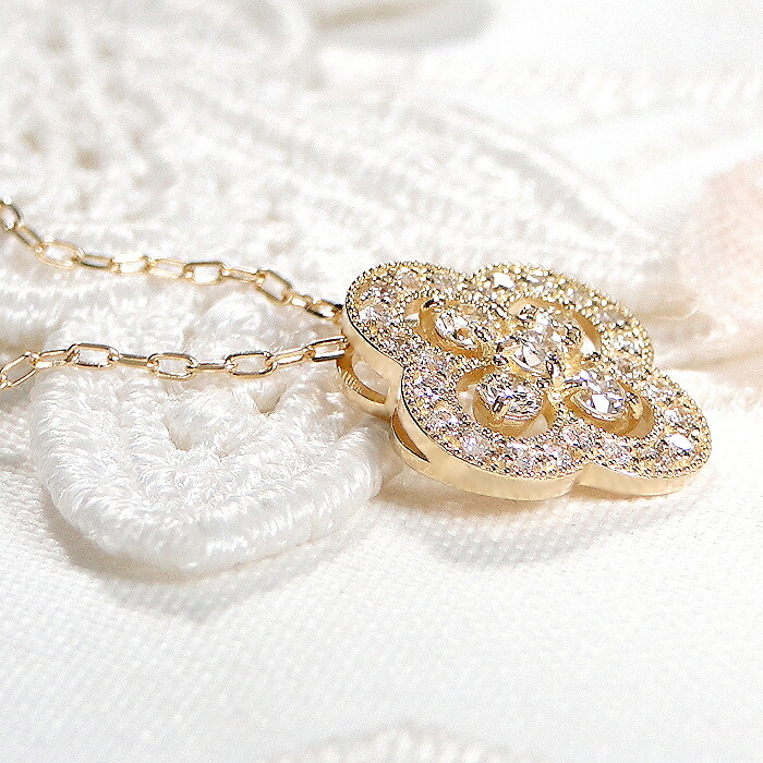 楽天市場】K18YG ダイヤモンド フラワーモチーフ ネックレス【0.28ct