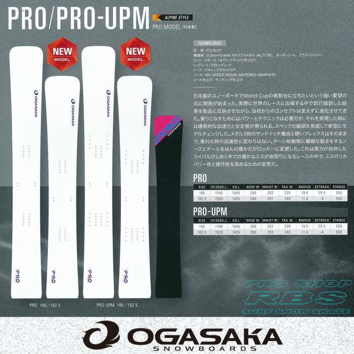 楽天市場】17-18 NEWモデル OGASAKA オガサカ PRO-UPM 162.5/185