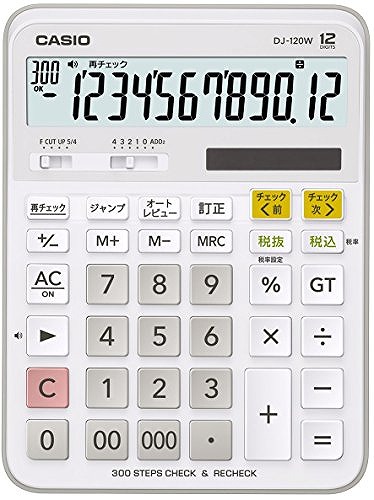 楽天市場】カシオ チェック検算電卓 デスクタイプ DJ-120W-N