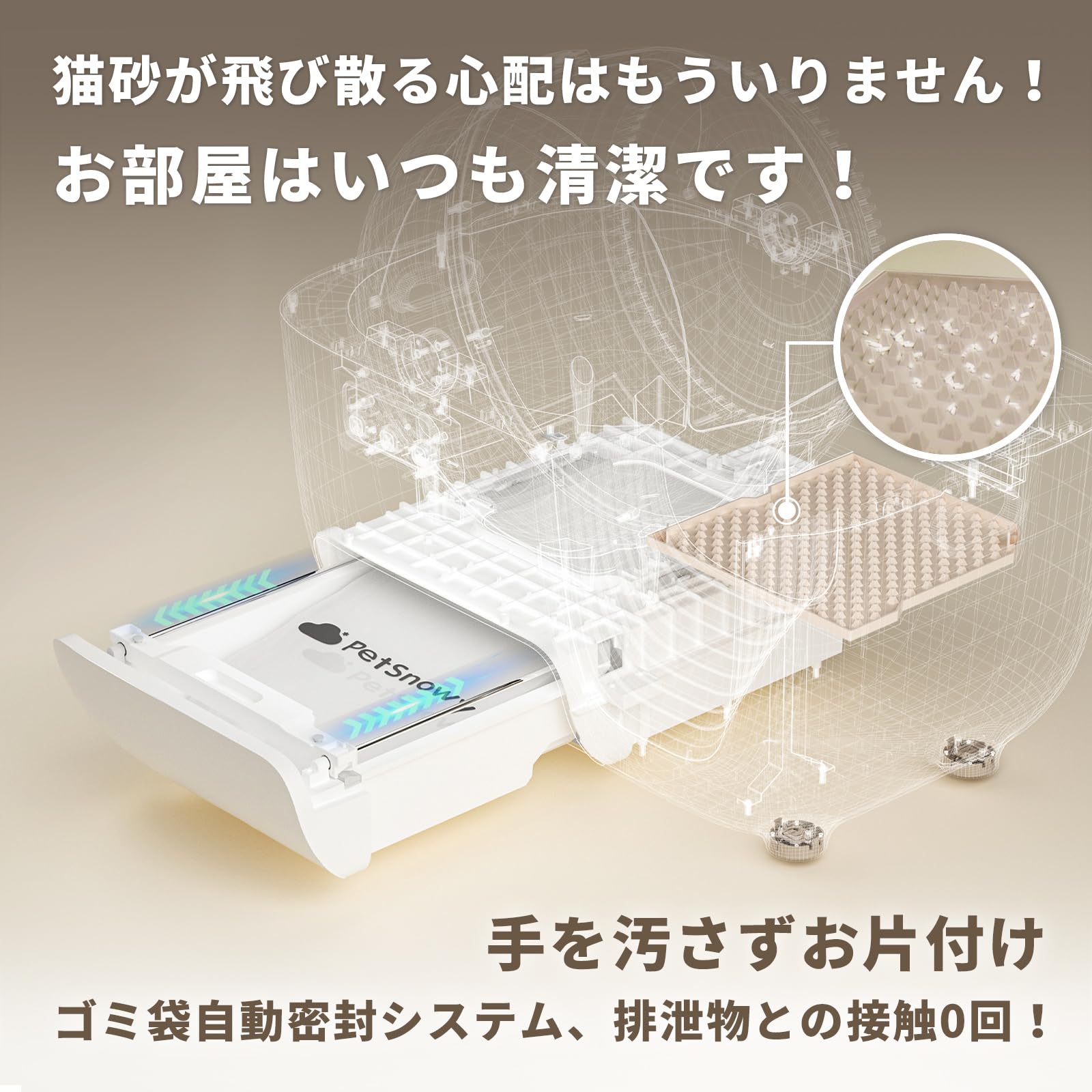 楽天市場】PetSnowy「臭いを徹底分解」猫 トイレ 自動,光触媒TiO2三重