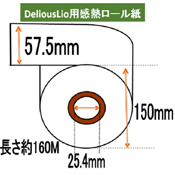 楽天市場】デリオスリオ 券売機用ロール紙 57.5X150X25.4 寺岡精工発券