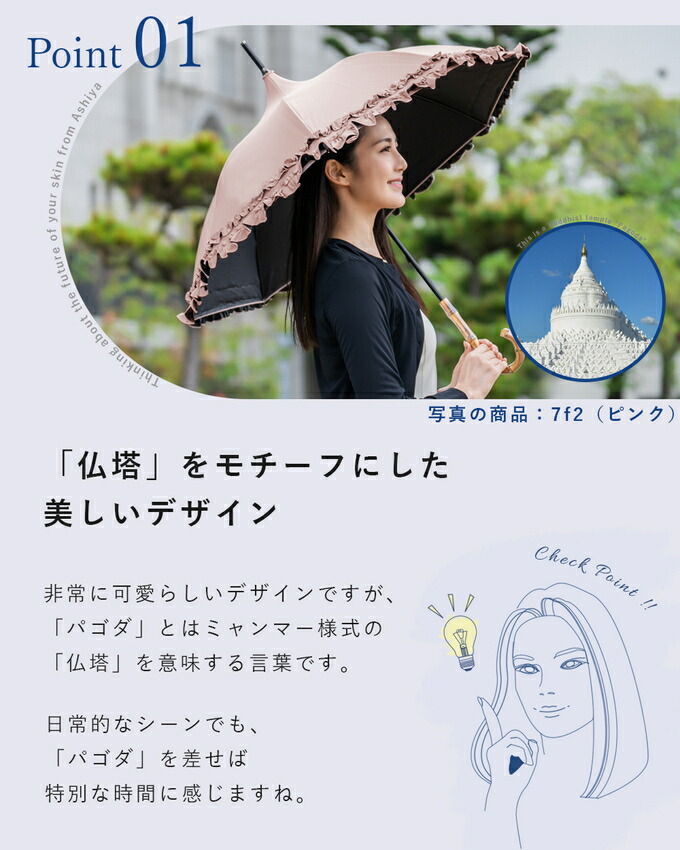 楽天市場】日傘 100％ 完全遮光晴雨兼用 ダブルフリル パゴダ 50cm