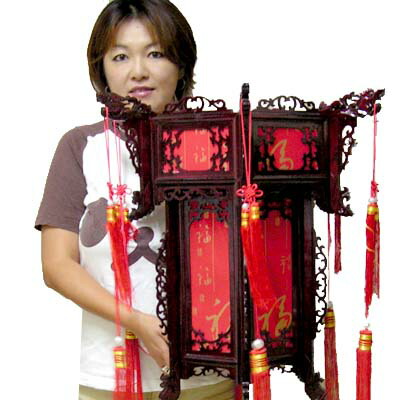 楽天市場】六角 巨大 赤 福字 木製 中華 ランタン(55cm)・組み立て
