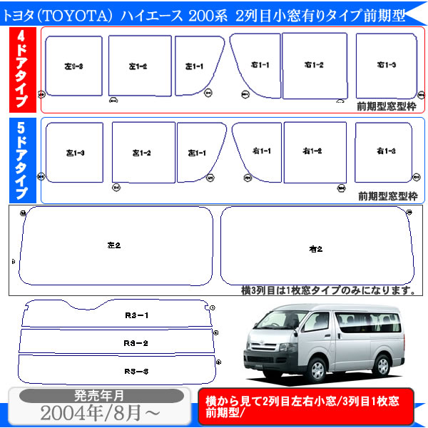 楽天市場】カット済み カーフィルム トヨタ ハイエース 横2列目小窓
