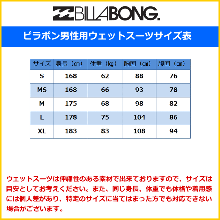 楽天市場】ビラボン ウェットスーツ メンズ 4mm / 3mm チェストジップ