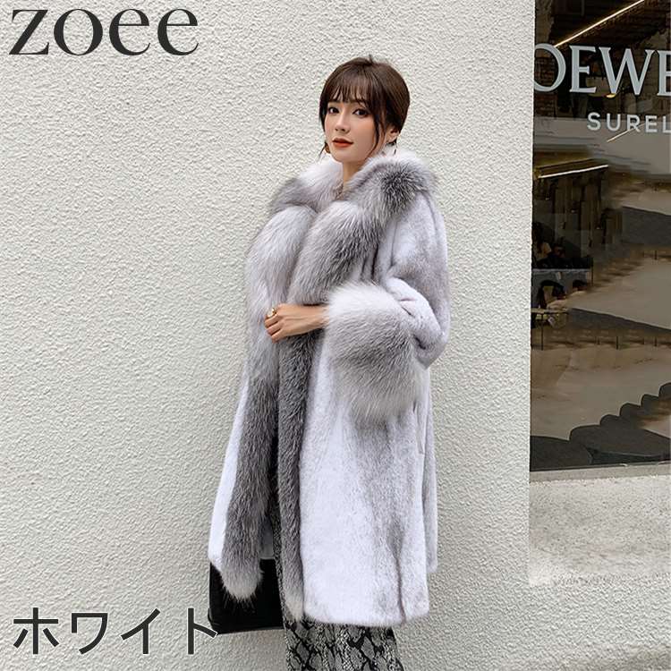 肉厚◎着丈80cm サガミンク シルバーフォックス ファーコート 毛皮 L