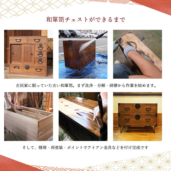 楽天市場】和箪笥 チェスト アンティーク リビング キャビネット 無垢