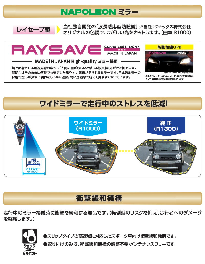 楽天市場】タナックス ナポレオン シャークミラー6 ブラック NA-013