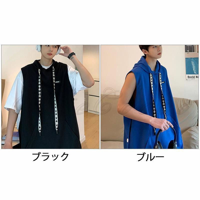 楽天市場】タンクトップ パーカー メンズ ノースリーブ フード付き T