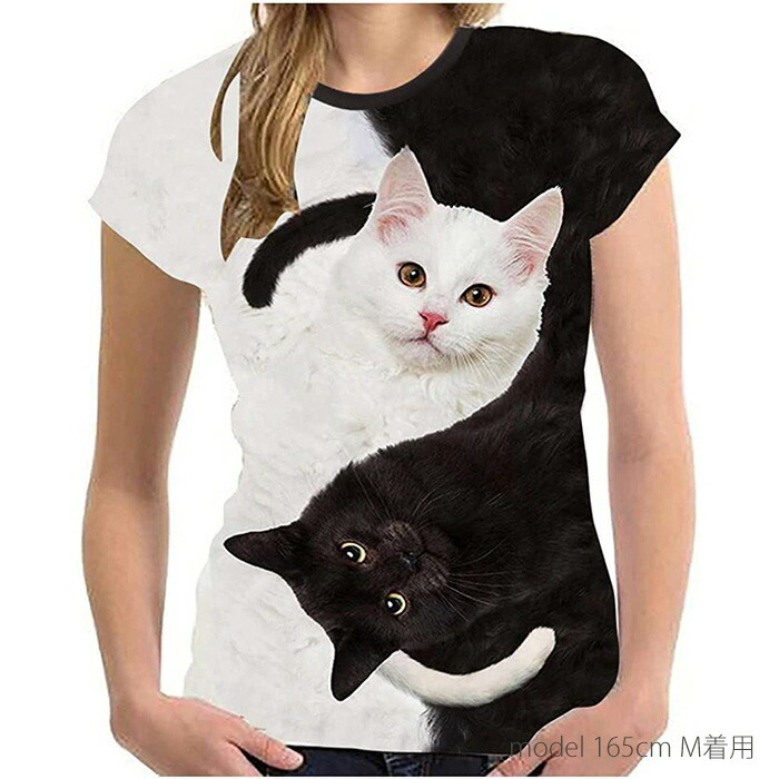 楽天市場】キャット 猫 プリント Tシャツ 半袖 吸汗速乾 おもしろ ユニ