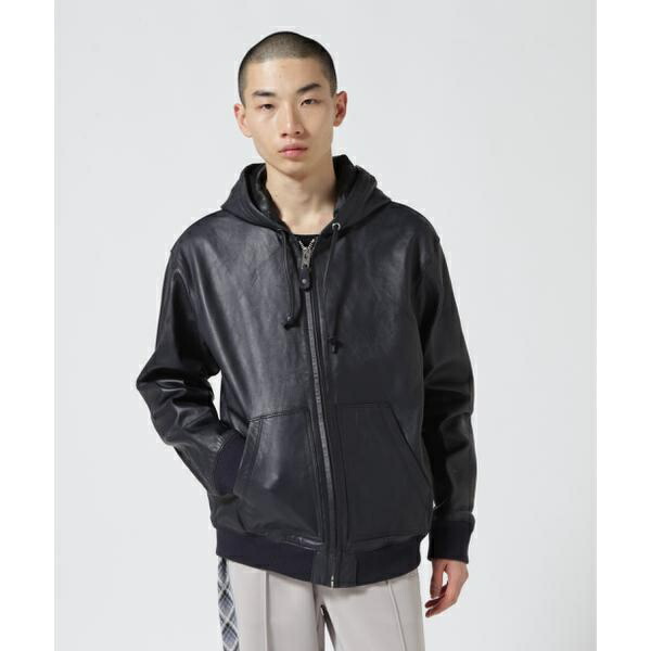 楽天市場】LEATHER FULLZIP PARKA／レザー フルジップ パーカー