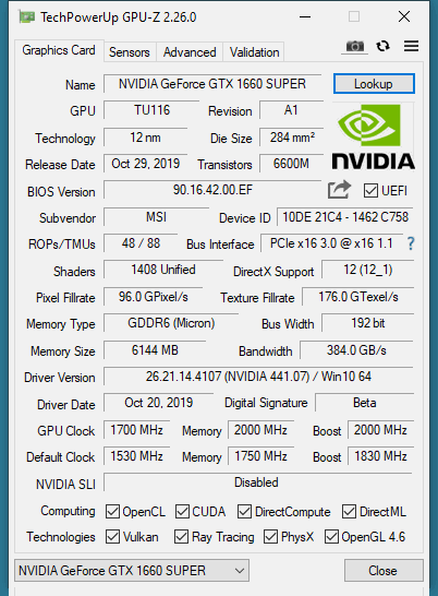 MSI GeForce GTX 1660 Super Gaming X Review - Overclocking