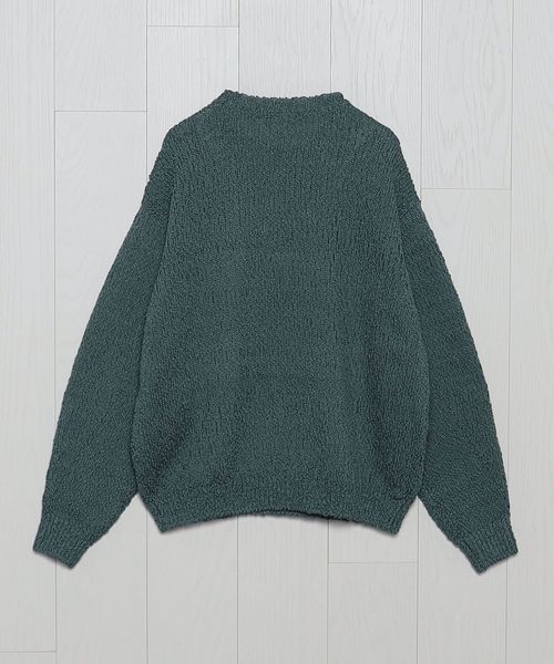 H＞バンプコットン ワイドクロップド クルーネックニット