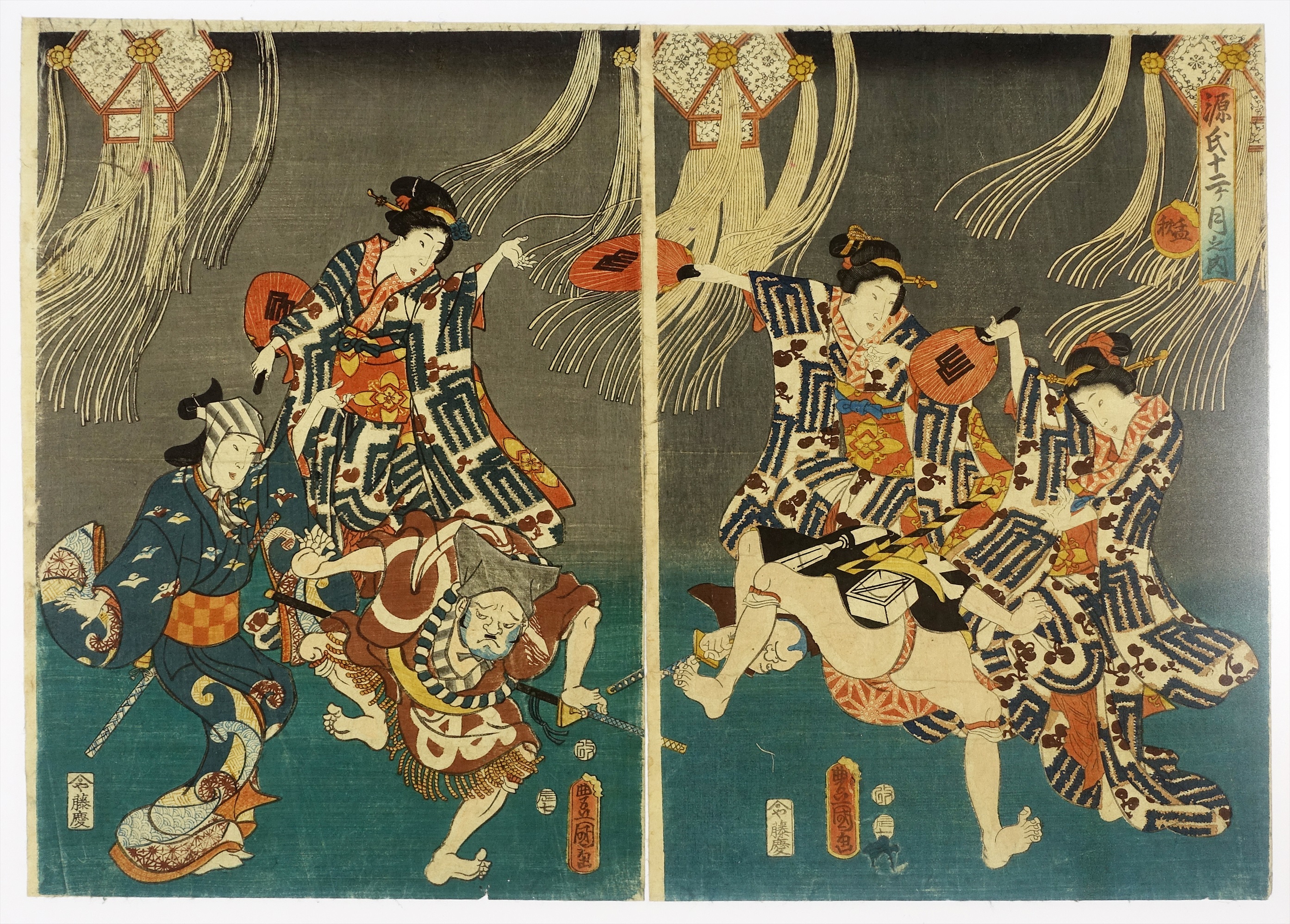 鐵地色絵鋤下彫 山水吾妻家図柄 在銘 江戸時代保証 鐵地色絵鋤下彫