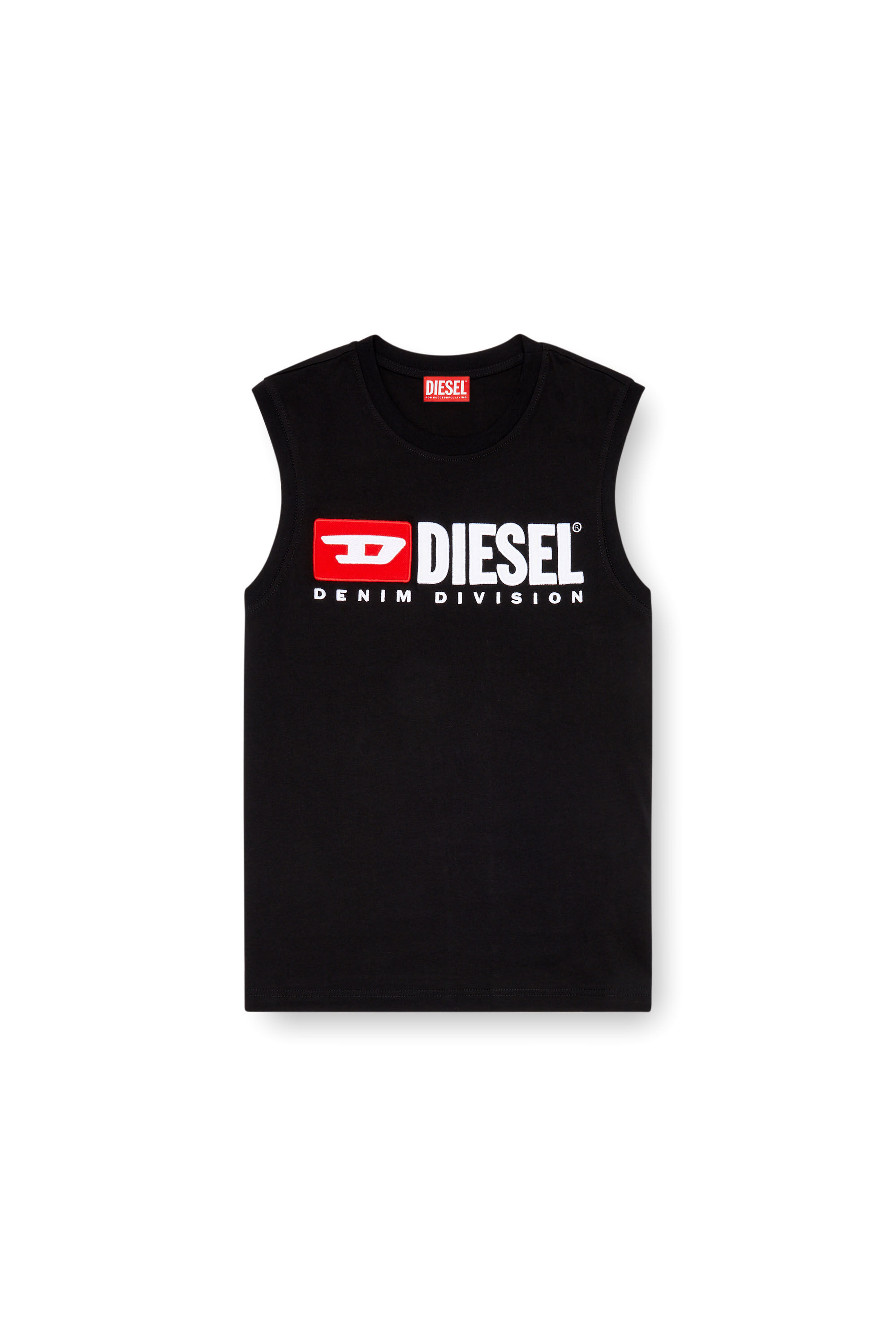 Men's Tank top with chest logo print | Black | Diesel