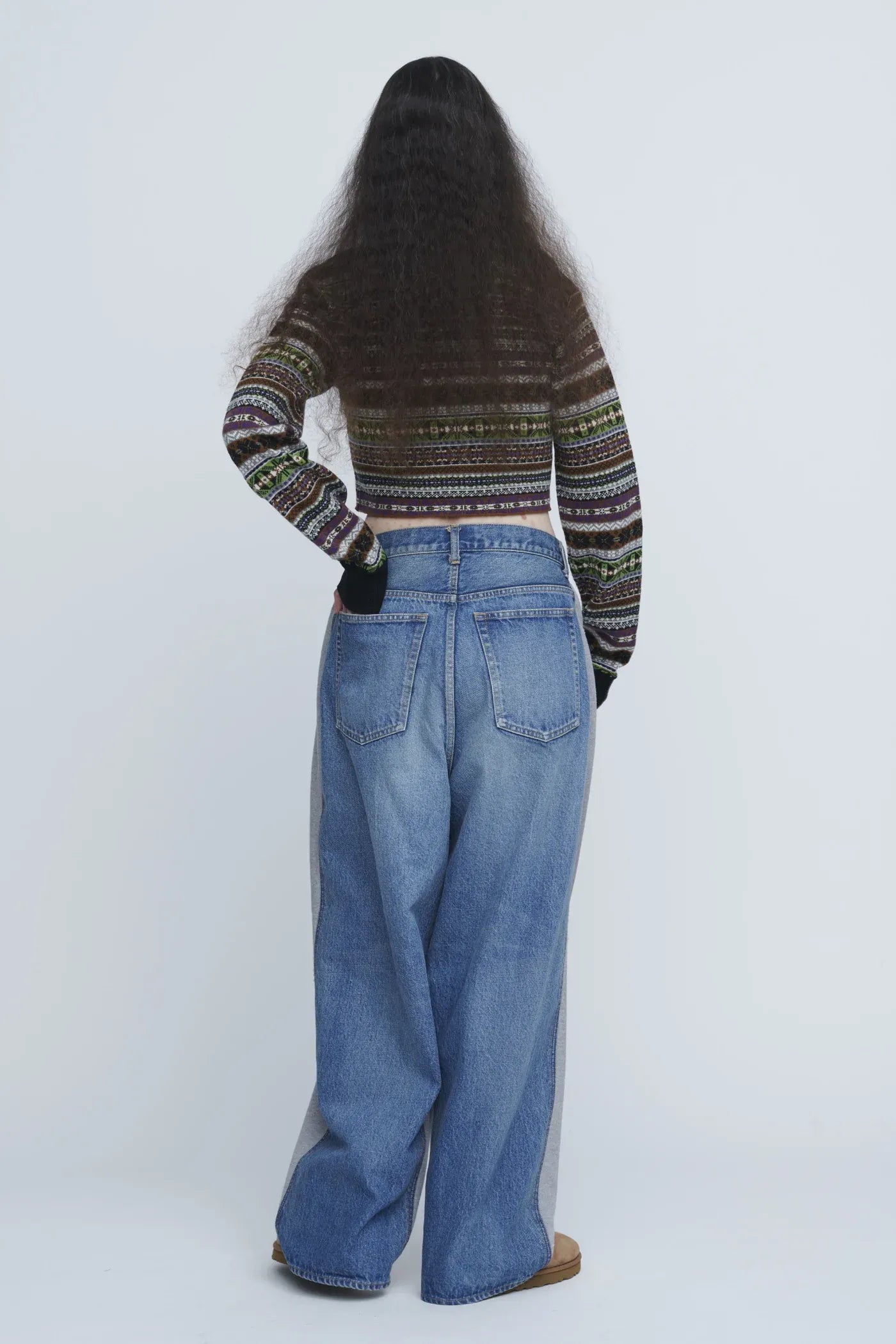 INSCRIRE - Hybrid Sweat Denim Pants - BLUE USED × LT.GREY – un