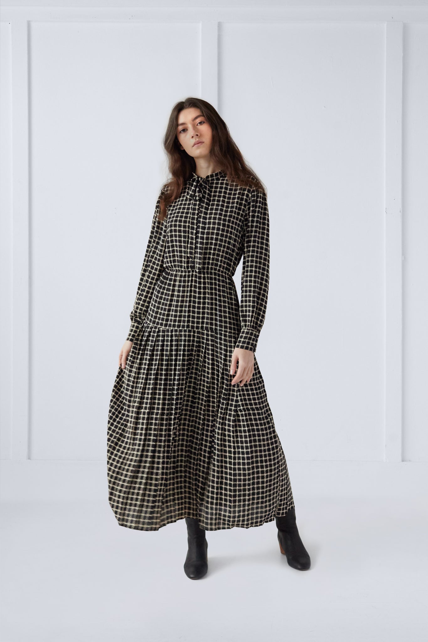 ワンピース andmary Juni check dress black M ANDMARY】Juni check dress