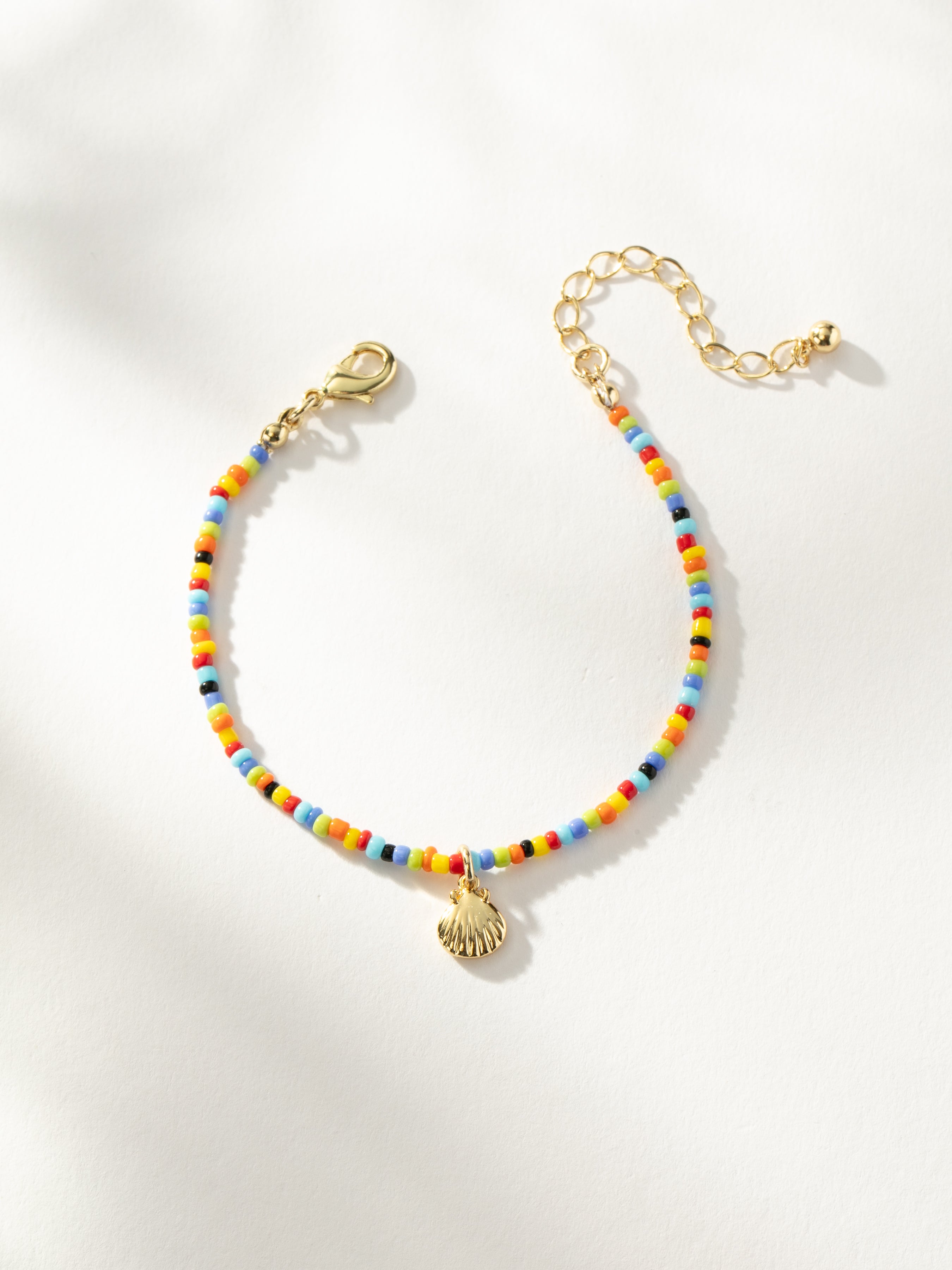 Colorful Beaded Gold Shell Pendant Bracelet | Uncommon James