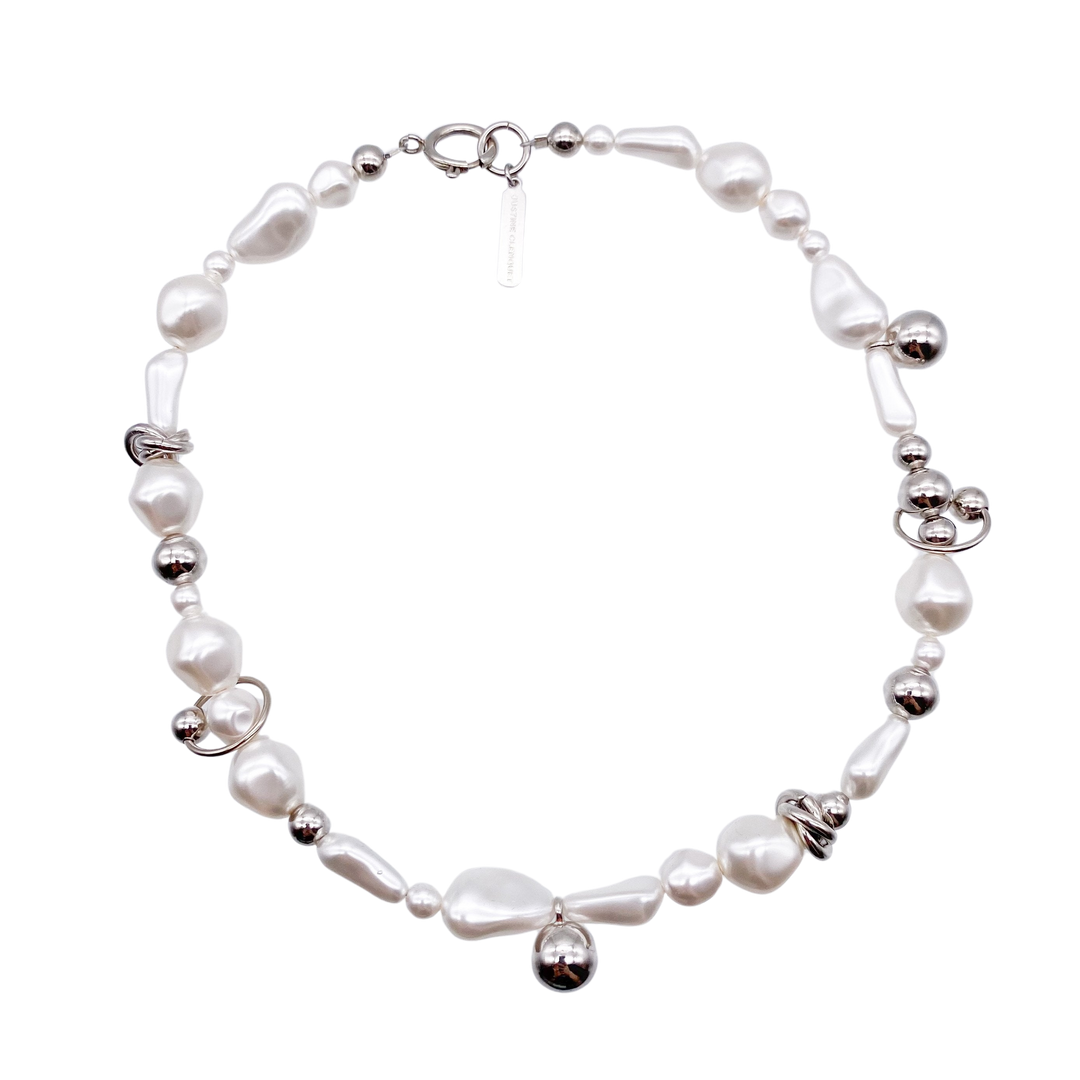 Justine Clenquet シルバー ネックレス (パール) Sidney choker – unigem