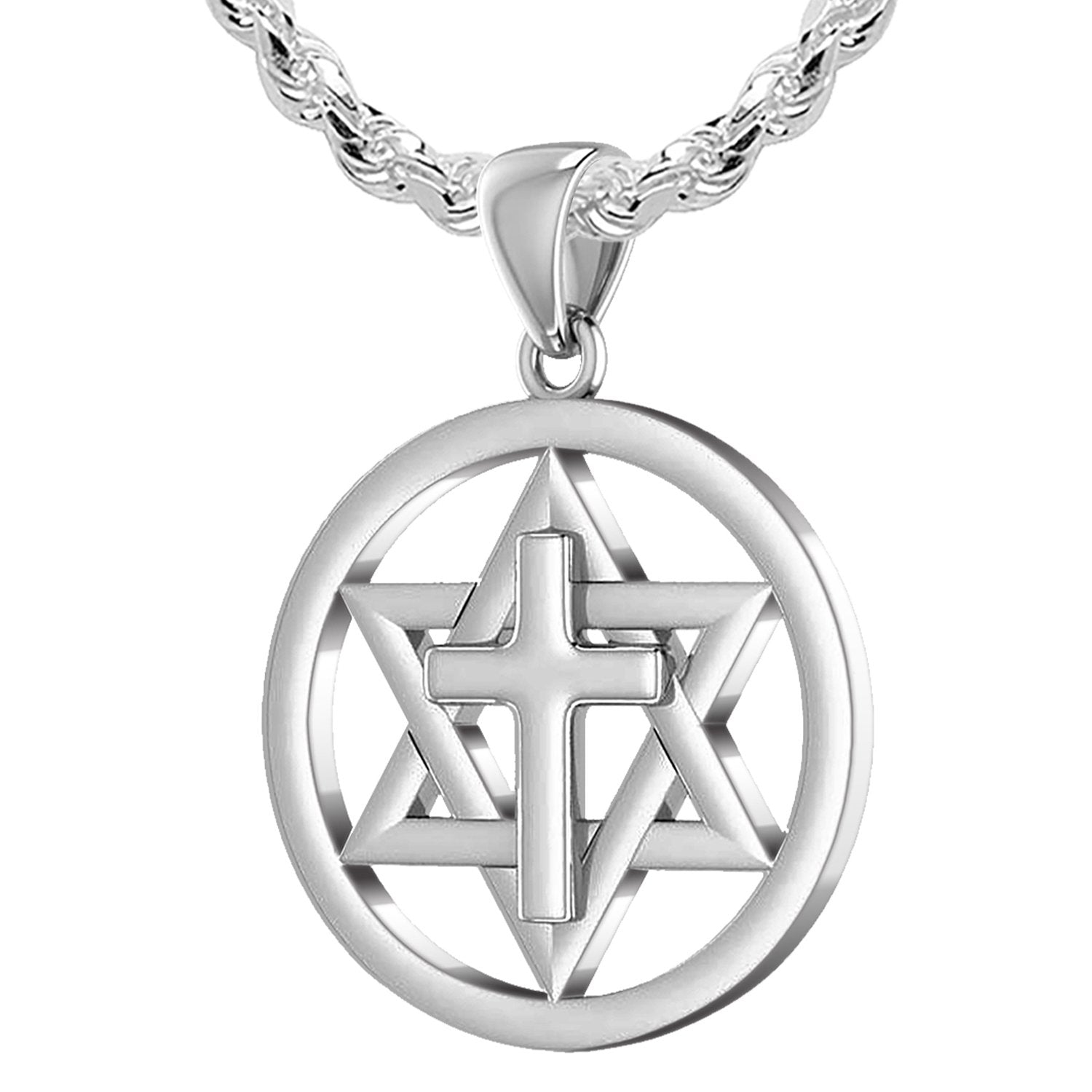 Star of David Necklace - Ladies Jewish Cross Pendant