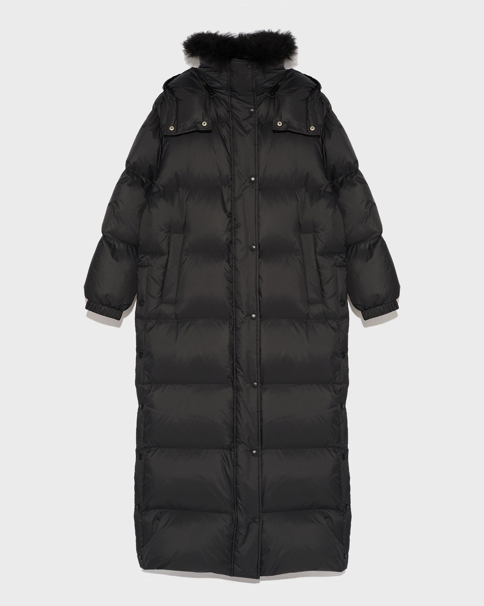 Extra-long down jacket with hood - black - Yves Salomon – Yves