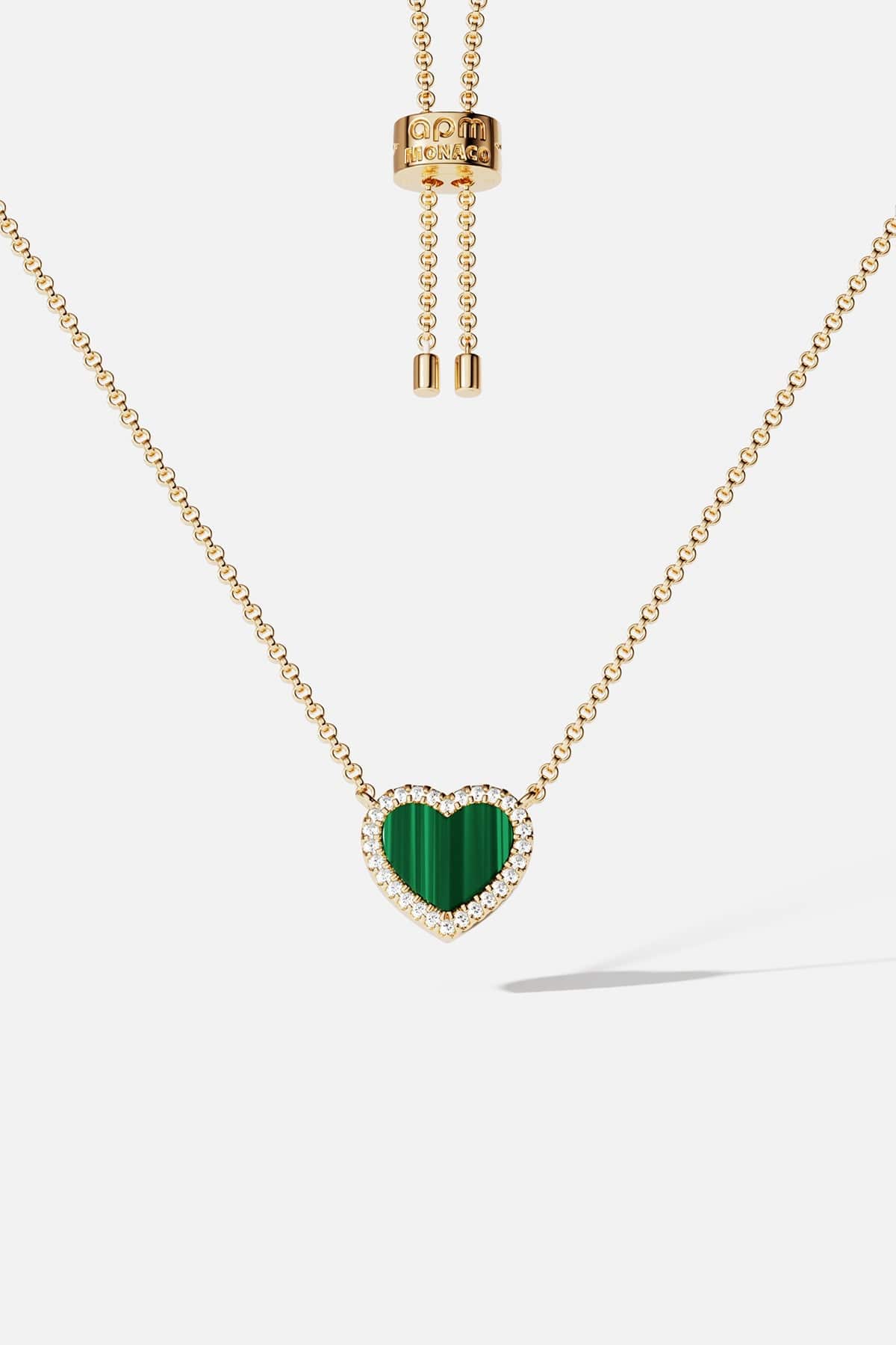 Mini Malachite Heart Adjustable Necklace | APM Monaco