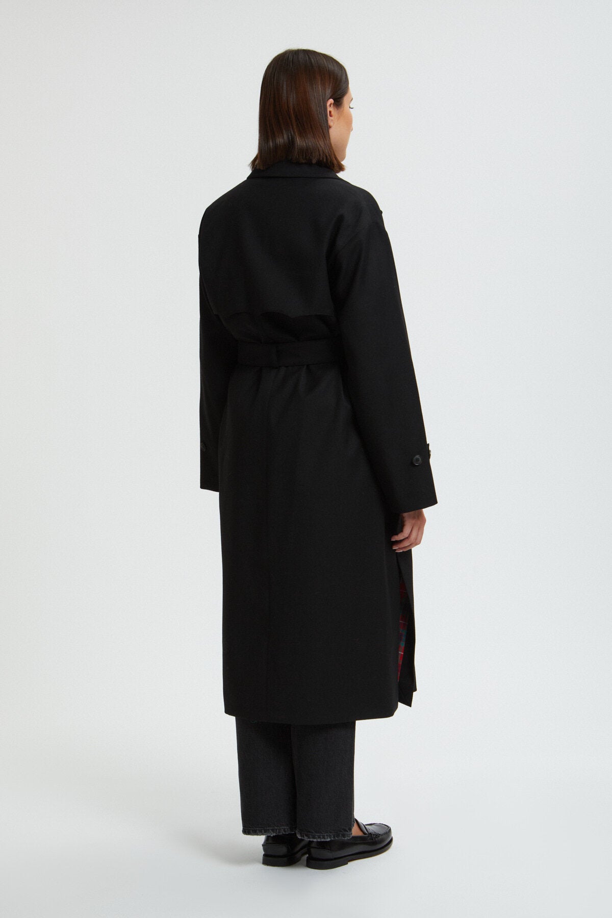 Women's Solid Wool Trench Black | Baracuta